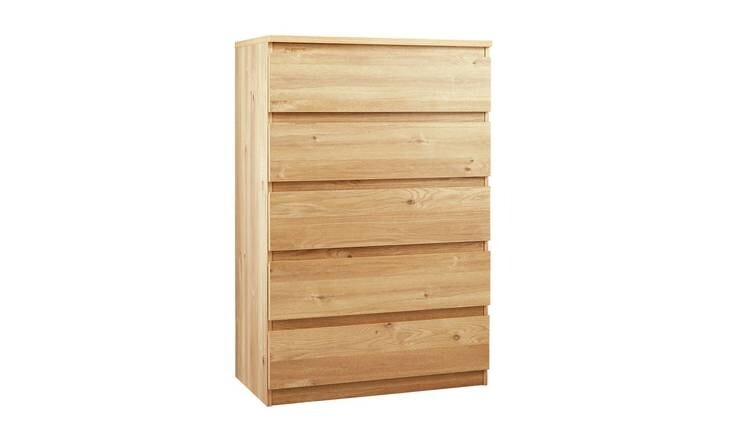 Home Jenson 5 Drawer Chest Of Drawers Oak Effect In Aston