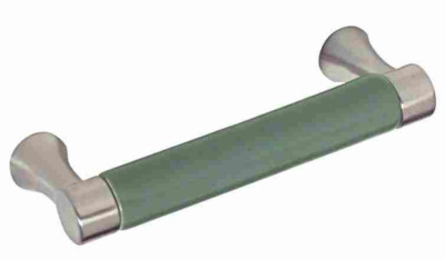 (5 Pack) 3 inch Sage Ceramic Insert Pull Brushed Satin Pewter