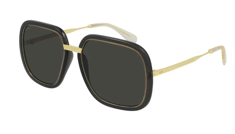 Pre-owned Gucci Epilogue Gold Gray Rectangular Oversized Gg0905s 001 Retro Sunglasses