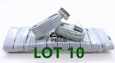 10PCS USB Data Sync Cable Cord Charger for iPhone 4 4G 4S 3GS iPod Nano Touch 4G