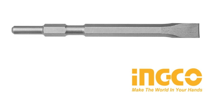SCALPELLO A TAGLIO PIATTO 22x280 mm PER MARTELLO CON ATTACCO HEX ESAGONALE INGCO