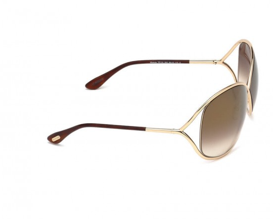 Pre-owned Tom Ford Miranda Ft0130 28g Shiny Gold Brown Oval Women's Sunglasses