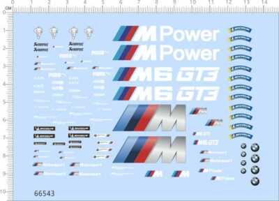 1/24 BMW M6 GT3 Racing Sports Car Markings Model Kit Water Slide Decal