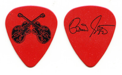 Stray Cats Brian Setzer Signature Crossed Guitars Red Guitar Pick - 2011 Tour