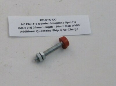 DE-STA-CO M5 Flat-Tip Bonded Neoprene Spindle (M5 x 0.8) 34mm Length - 10mm W 