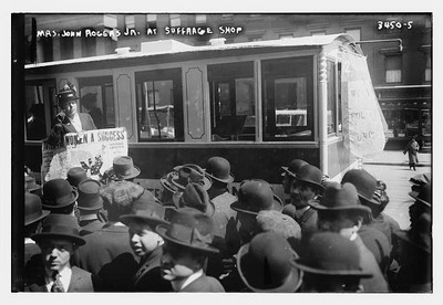 Photo:Mrs. John Rogers Jr. -- at suffrage shop