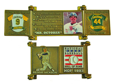 1993 Reggie Jackson Cooperstown MLB HOF Bronze Door Pin in Display Case Yankees