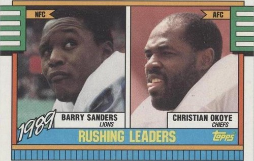 1990 Topps Barry Sanders Christian Okoye #28