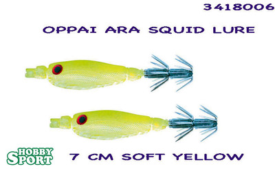 2 OPPAI SOFT ARA IN SETA ZEBCO 7 CM GIALLO LEMON FLUO TATAKI FISHING 3418006