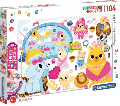 Puzzle 104 elementy. Szczeniaczki w SPA