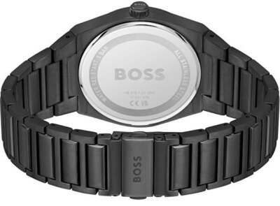 Pre-owned Hugo Boss Mens Wristwatch  Steer 1513994 Stainless Steel Black