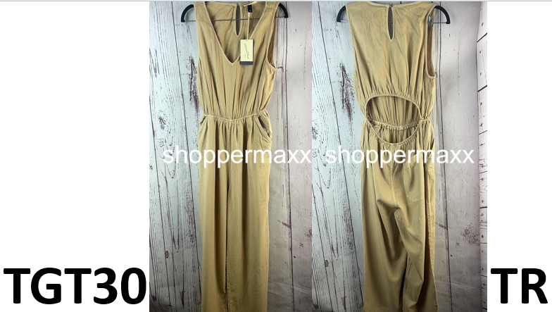 Women's Sleeveless Jumpsuit - Universal Thread, Color-Tan, Size- Medium