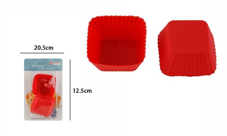 Set 2 Stampi Formine Silicone Pirottini CupCakes Dolci Muffin Forma Quadrato dfh