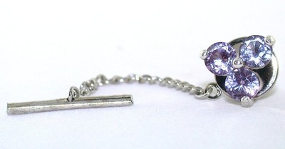 Three 5mm Round Lab Alexandrite Purple Blue Color Gem Sterling Tie Tack ESTT67