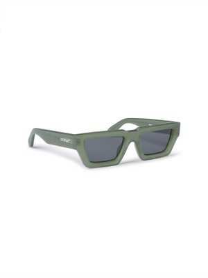 Pre-owned Off-white Oeri129s24pla0015707 Manchester Olive Green Dark Grey Sunglasses In Manchester Olive Green  Dark Grey