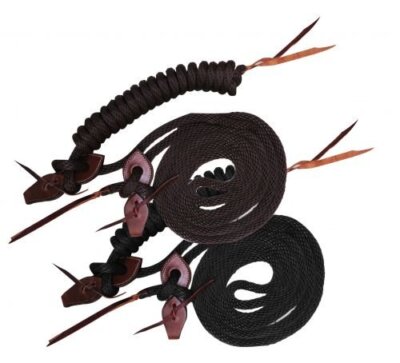 Showman 22' Round Braided Nylon Mecate Reins w/ Leather Slobber Straps