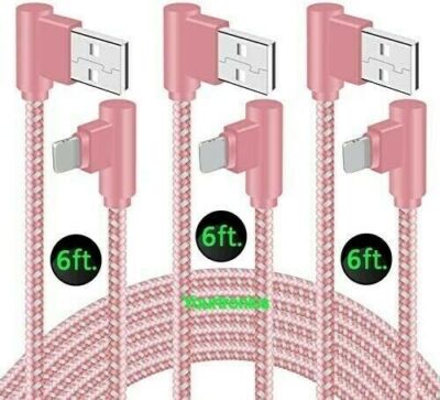 3 PACK 6FT 90 Degree Angle Type C USB-A Fast Charger Cable Quick Charging Cord L