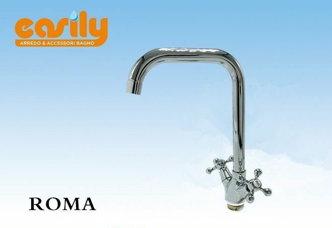 Cucina Miscelatore Rubinetto Lavello Manopole a Croce Cromato Squadrato dfh