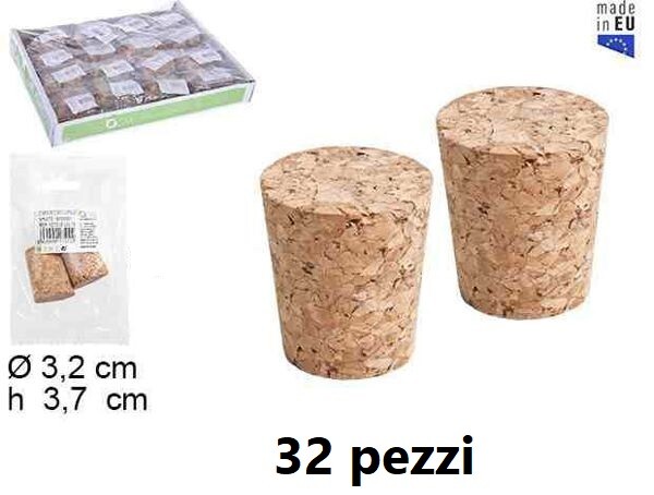 Set 32 Pezzi Tappi In Sughero Per Bottiglie Diametro 3.2cm bal