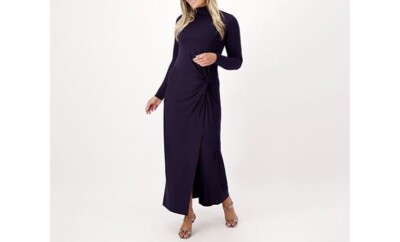 Studio Park Shawn Killinger Reg Knit Mock-Neck Maxi Dress A520764 Midnight Small