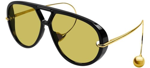 Pre-owned Bottega Veneta Bv 1273s 003 Black Gold Limited Edition Earrings Sunglasses In Yellow