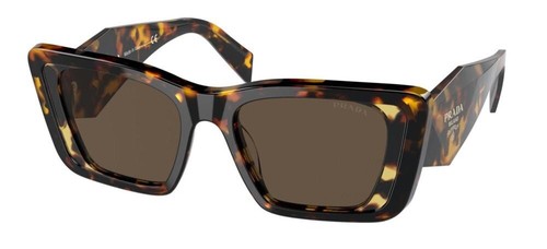 Pre-owned Prada Symbole Pr 08ys 01v-8c1 Honey Havana Brown Lens Women Sunglasses