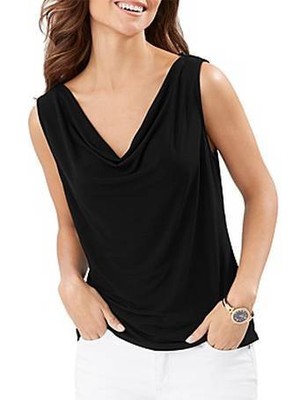 Tommy Bahama Delray Foil Cowl Neck Tank, Black, Small