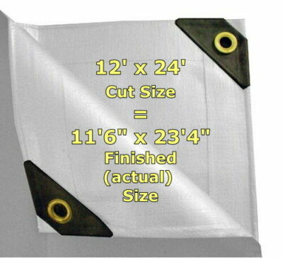 WHITE 12 mil Heavy Duty Canopy Tarp Rain 3X Coated UV Sun Shade (C Silver Tarps)