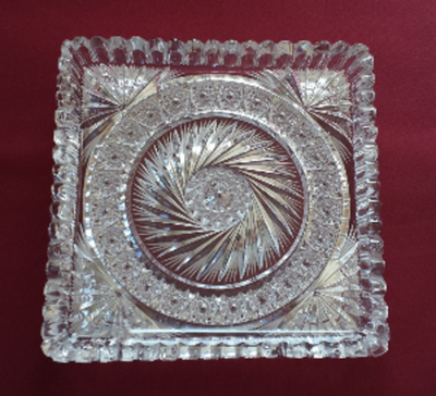 Vintage Heavy Cut Crystal Serving Dish with a Silver Plate Under-plate