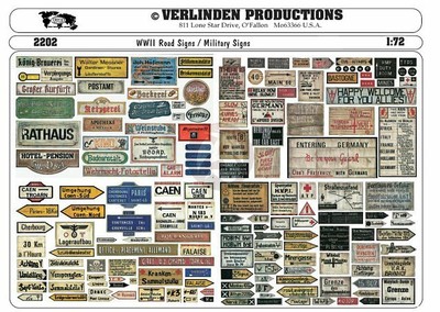 Verlinden 1/72 Road Signs / Military Signs WWII [Printed Diorama Accessory] 2202