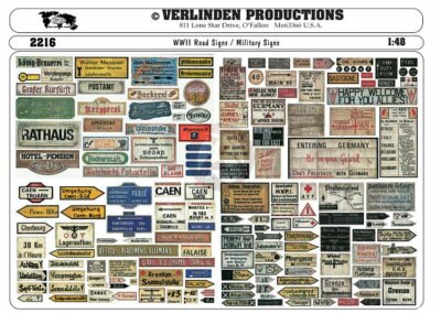 Verlinden 1/48 Road Signs / Military Signs WWII [Printed Diorama Accessory] 2216