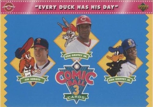 1992 Upper Deck Comic Ball 3 Batty Practice/Jim Abbott/Ken Griffey