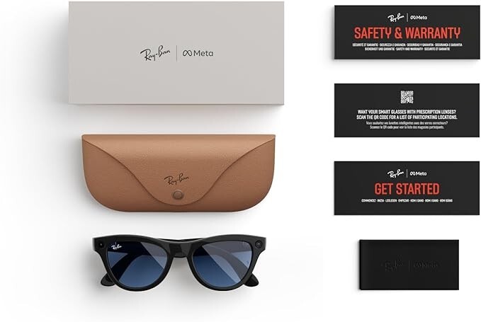 Pre-owned Ray Ban Ray-ban Meta Skyler Smart Glasses Shiny Black Transition Cerulean Blue 2024