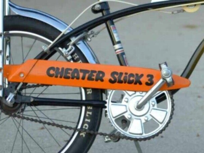 1 Sticker Black CHEATER SLICK 3 Bicycle DECAL fits Huffy Muscle