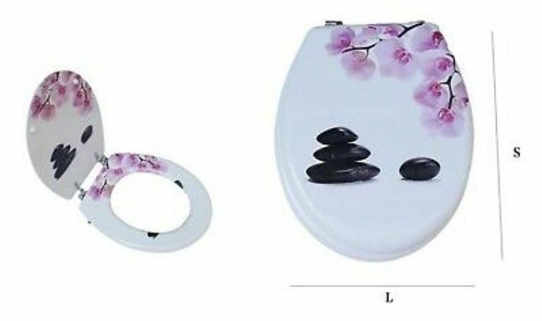 CopriWater Copri Water Sedile WC Bagno Universale Cerniere Sassi Fiori dfh