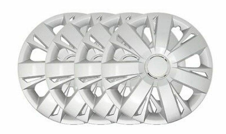 Set 4 Copricerchi Copriruota Coppa Ruota Borchie Auto Universale 16" Silver