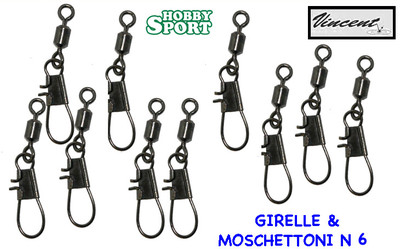 GIRELLA ROLLING CON MOSCHETTONE N 6 PER PESCE SERRA MONTAGGIO TELEFERICA