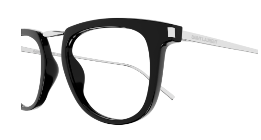 Pre-owned Saint Laurent Sl 753 Opt 001 Black/silver Soft Square Men's Eyeglasses In Clear