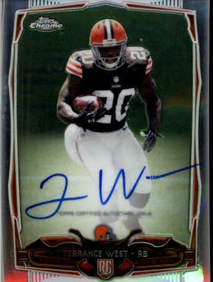 2014 Topps Chrome Mini Rookie Autographs Browns Football Card #202 Terrance West