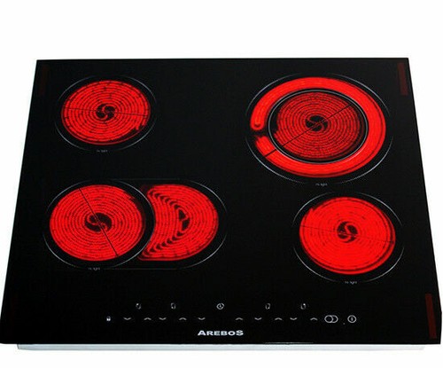 Phönix PG-603T Gaskochfeld – 4-flammig, Glas, Inkl. Wok-Aufsatz, Für Propan/Erdgas, 80cm Schlauch-Set