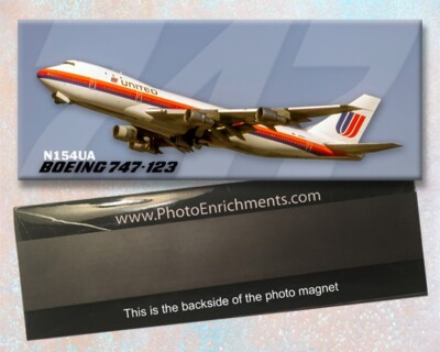 United Airlines Boeing 747-123 Handmade 2'' x 5'' Photo Fridge Magnet (PMT1684)