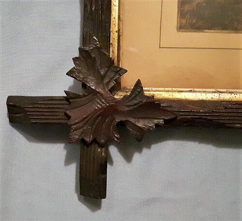 Exquisite Victorian Adirondack Carved Leaf Frame w/ Watercolor Landscape, Nice!