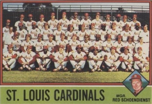 1976 Topps Team Checklists Sheet - Red Schoendienst #581