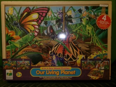 Learning Journey International Our Living Planet 48 pc (4) Wooden Puzzles + Box