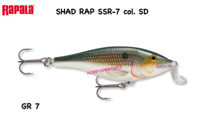 RAPALA SHAD RAP SSR-7 COLORE SD SPINNING LAGO FIUME BLACK BASS LUCCIO
