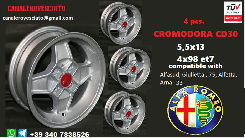 4 Cromodora Cd30 Alfa Romeo 33 75 Alfasud Alfetta Gulietta Llantas Jantes Tuv