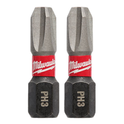 Milwaukee 48-32-4413 SHOCKWAVE  Impact Duty  1'' PH3 Phillips Bits, 2-Pack