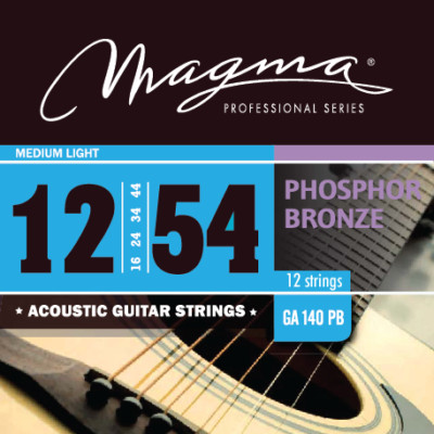 Magma Acoustic Guitar Strings Medium 12 Strings Phosphor Bronze Set .012 - .054