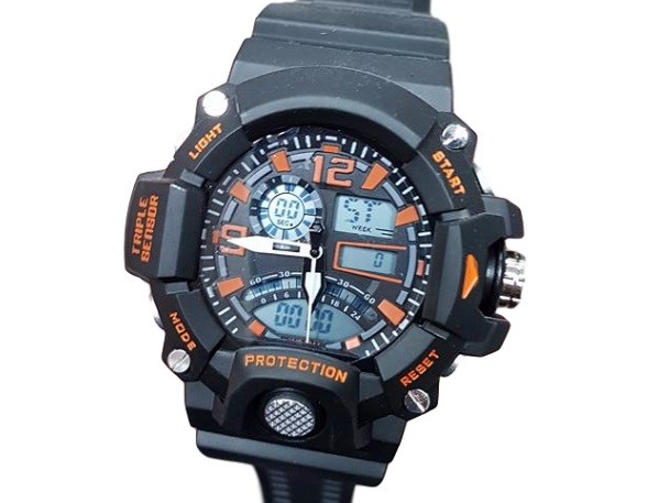 Orologio Sportivo ZH 1322 Uomo Resistente Acqua Cronografo Sveglia arancione lac