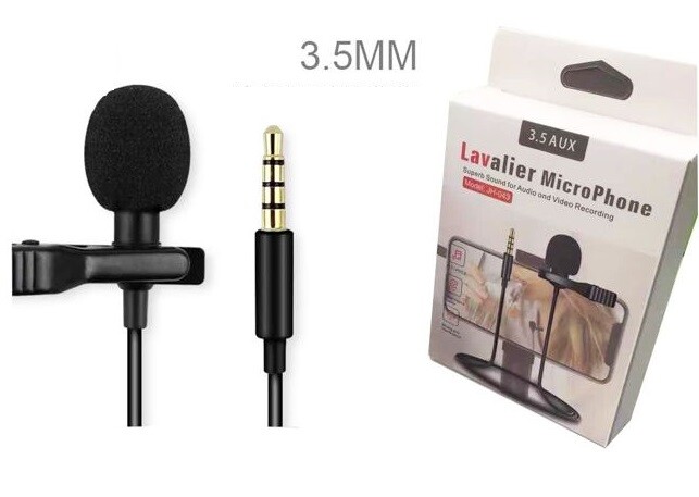 Microfono Lavalier Con Clip Colletto Bavero Per Smartphone Jack 3,5mm cir